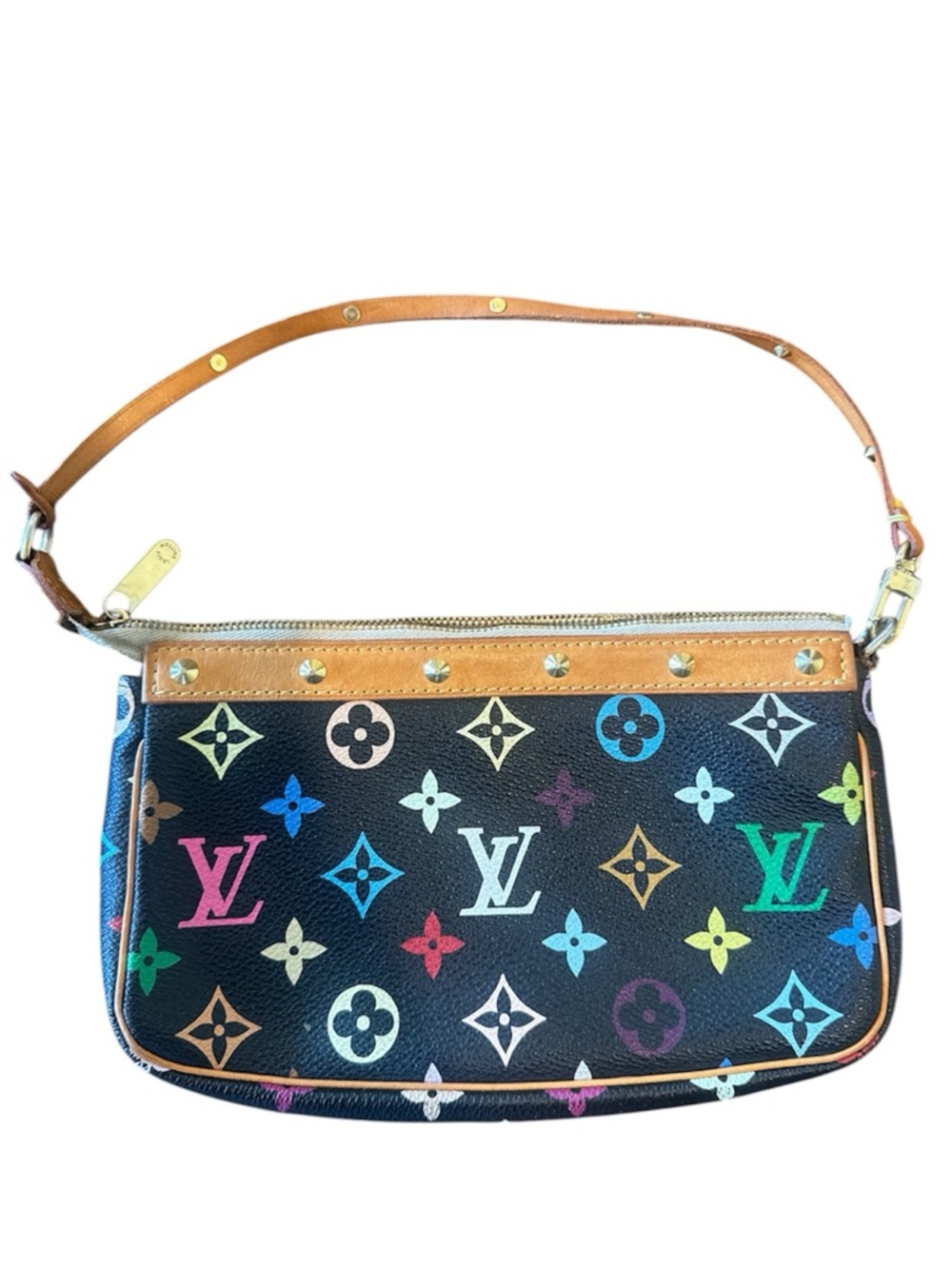 LOUIS VUITTON Black Multicolor Monogram Pochette Bag - Rare 2003 Limited Edition